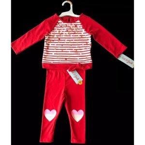 NWT Cat & Jack Red Heart Leggings & Sweatshirt